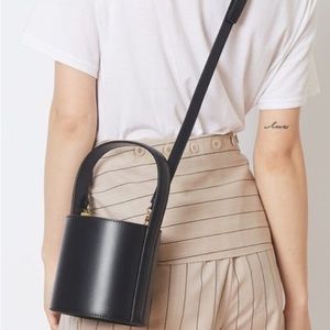 Staud Mini Bucket Bag (Black Leather)